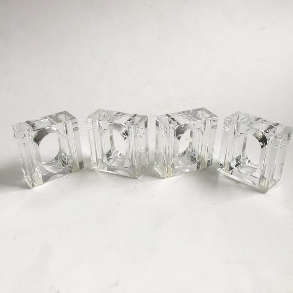 Dining Vintage Lucite Acrylic Minimalist Napkin Ring Salt Pepper Shakers Set Of 4 Poshmark